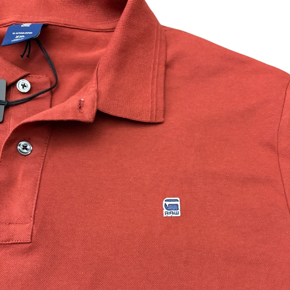 NWT G-Star RAW Dunda Slim Fit Polo Shirt Red Stretch Cotton Men's Size 2XL